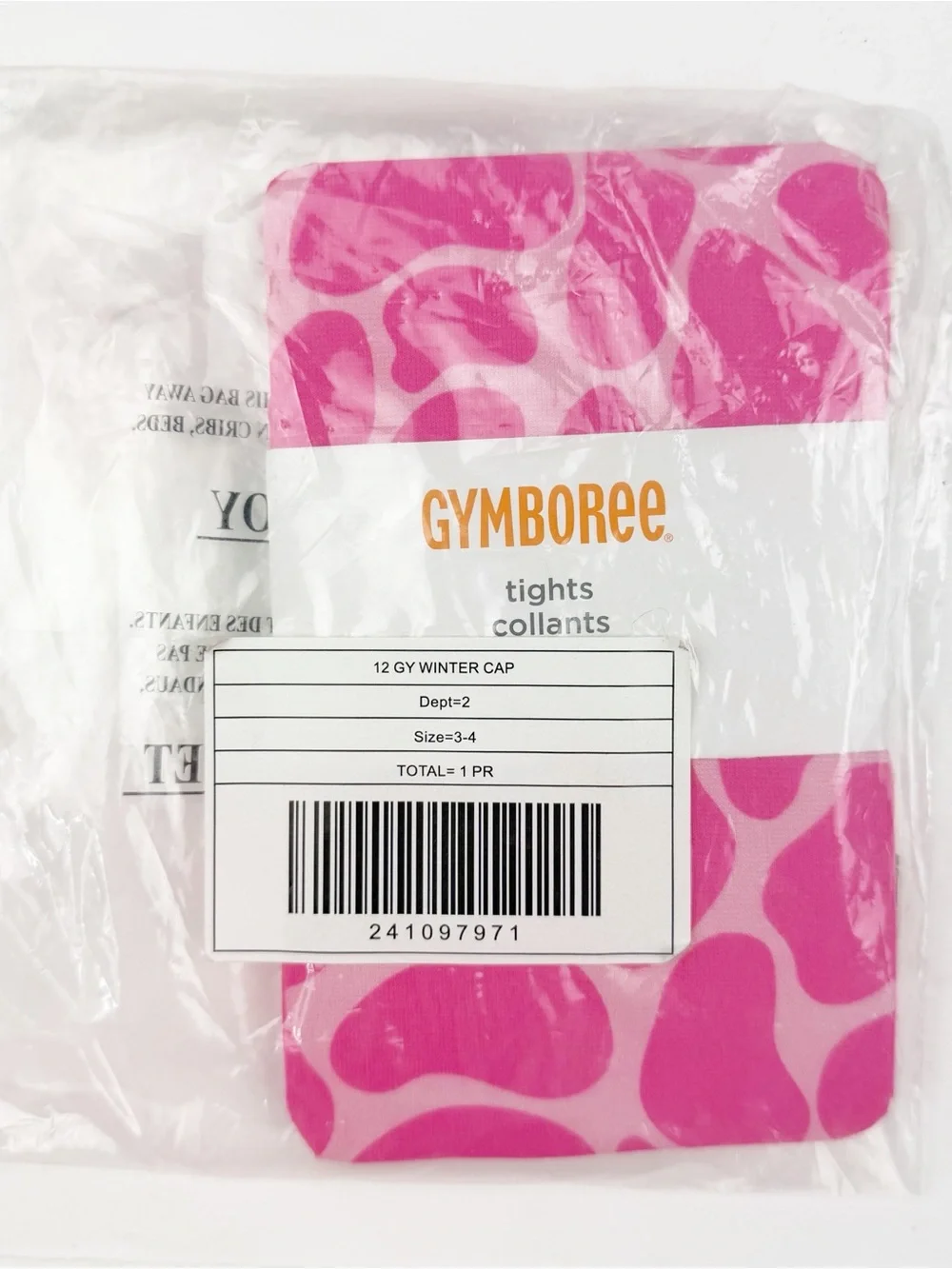 Gymboree 2012 Lovable Giraffe Pink Tights Size 3-4 Years